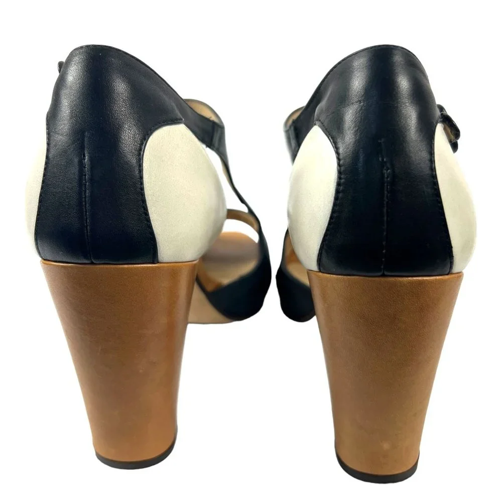 Audley London Leather Peep Toe High Heel Pumps in Black Multi Retro Pinup Sz 40 - Picture 8 of 11